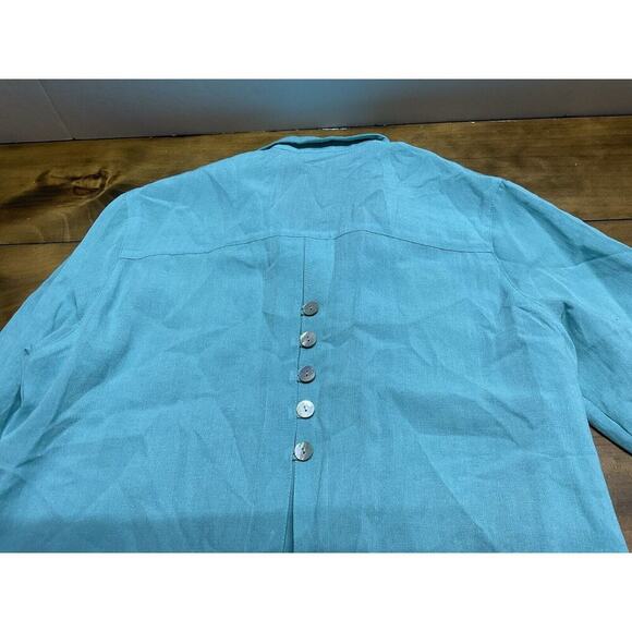 Fridaze Linen Redefined 100% Linen Lagenlook Tunic Top Size Large Blue - Picture 13 of 14